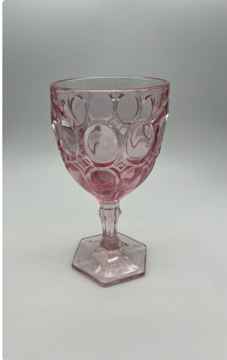 Pink Moonstone Vintage Water Tea Goblets - Rental