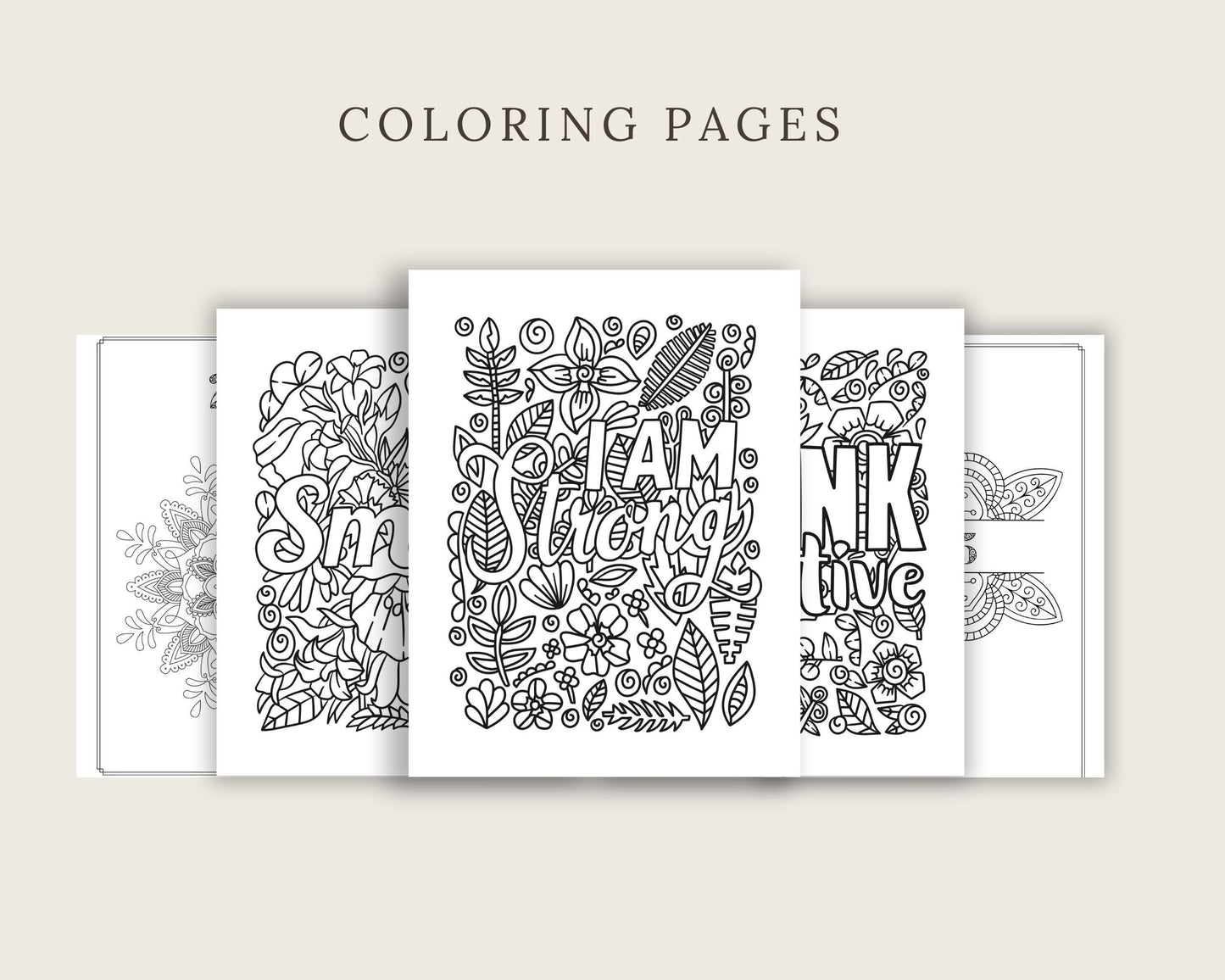 four coloring pages with different designs