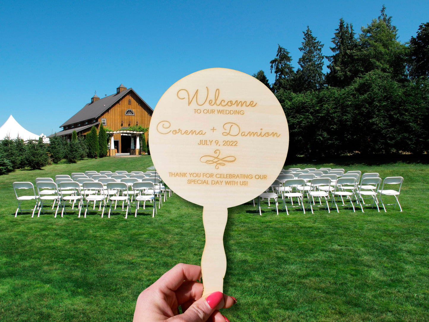 Custom Personalized Wooden Hand Fans for Wedding or Event, Wedding fan favors, Outdoor ceremony fan, Gift for guests, Engraved Gift