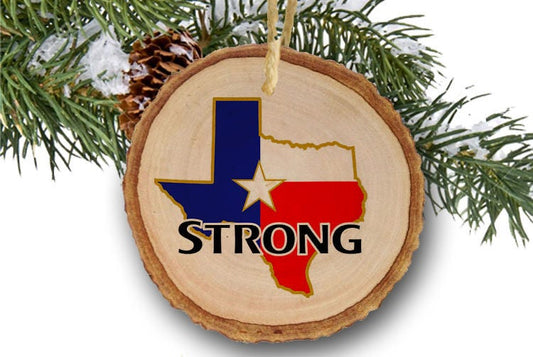 Hurricane Harvey Ornament, Hurricane Harvey Gifts/ Texas Strong, Tree Slice Ornament, Rustic Ornaments, Christmas Tree Ornaments, wood slice