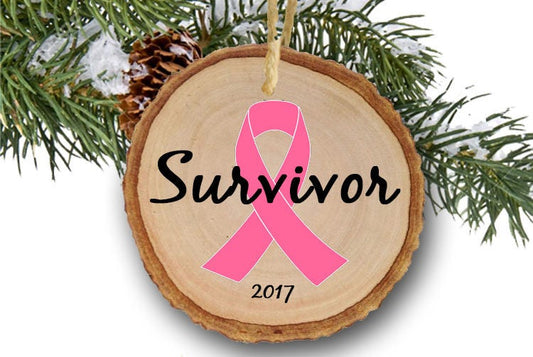 Breast Cancer Ornament - Survivor Ornament - Breast Cancer Awareness Ornament - Personalized Ornament - Pink Ribbon - Cancer Awareness-Wood