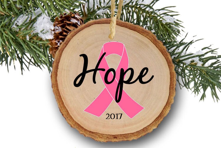 Breast Cancer Ornament - Survivor Ornament - Breast Cancer Awareness Ornament - Personalized Ornament - Pink Ribbon - Cancer Awareness-Wood