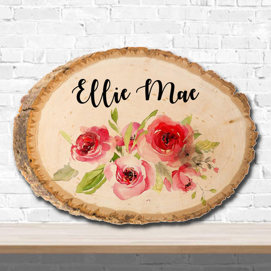 Personalized Floral Wall art, personalized nursery wall art, rustic wall decor, baby name sign, personalized tree art, personalized gift