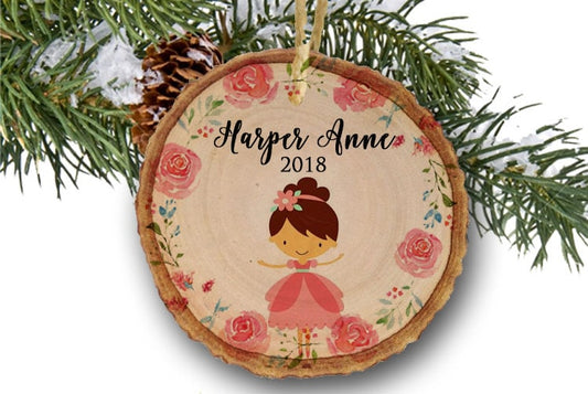 Girl Christmas Ornament, ballerina ornament, Keepsake Ornament, ballet ornament, personalized ornament, little ballerina-wooden orament