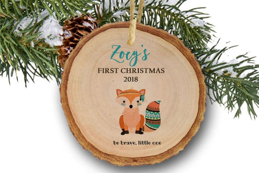 Baby's First Christmas Ornament, Keepsake Ornament, Baby's 1st Christmas, Fox ornament, personalized ornament, baby's 1st christmas