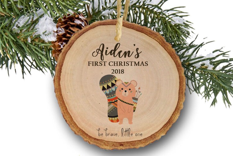 Children's Christmas Ornament, woodland ornament, Keepsake Ornament, Baby's 1st Christmas, personalized ornament, baby's 1st christmas, wood