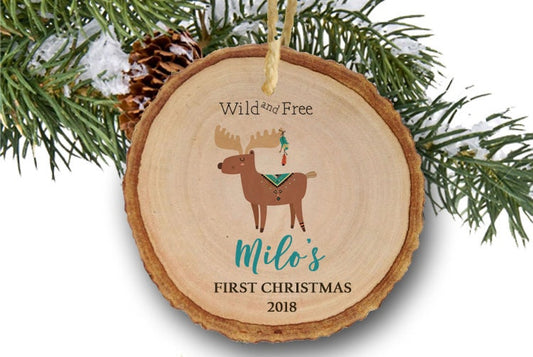 First Christmas Ornament, personalized 1st Christmas ornament, deer ornament, baby elephant, it'a a boy, Baby boy Ornament,