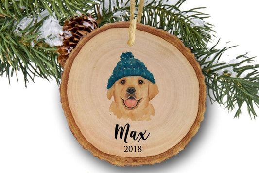 Lab Ornament, Labrador Retriever Christmas Ornaments, Ornament exchange, Wood slice ornament, wooden ornament