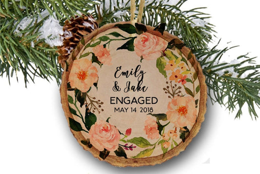 Engagement Ornament - Personalized With Names and Date - Engagement Gift or Christmas Gift, Custom Christmas Engaged Ornament