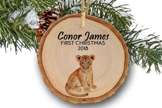 Baby's First Christmas tiger cub ornament wood ornament - sweet gift for baby's 1st Christmas