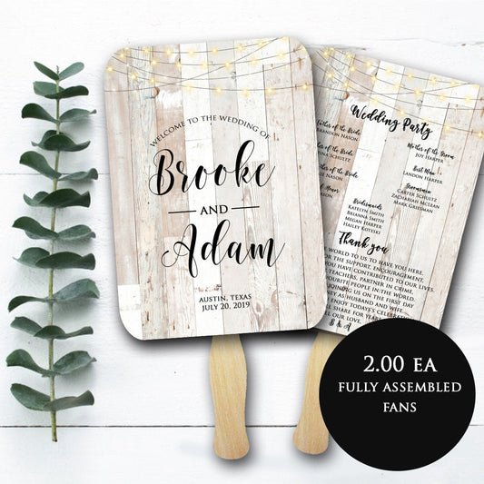 Rustic wedding program, Wedding fan, wedding fan program, rustic program, ceremony program, outdoor wedding, wedding fans, assembled