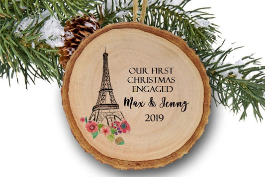 Personalized Engagement Ornament Personalized Engagement Gift for Couple Rustic Engaged Ornament Wood Engagement Christmas Ornament Year