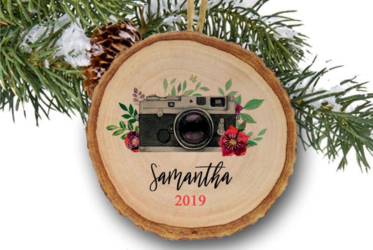 Camera ornament, photographer, Christmas ornament, photography gift, personalized gift, personalized camera, camera gift, wooden ornament