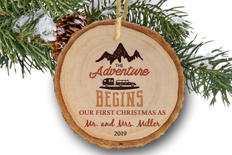 Rustic Wedding gift First Mr and Mrs Ornament Our First Christmas Married Ornament Newlywed Christmas Ornament Wedding Ornament