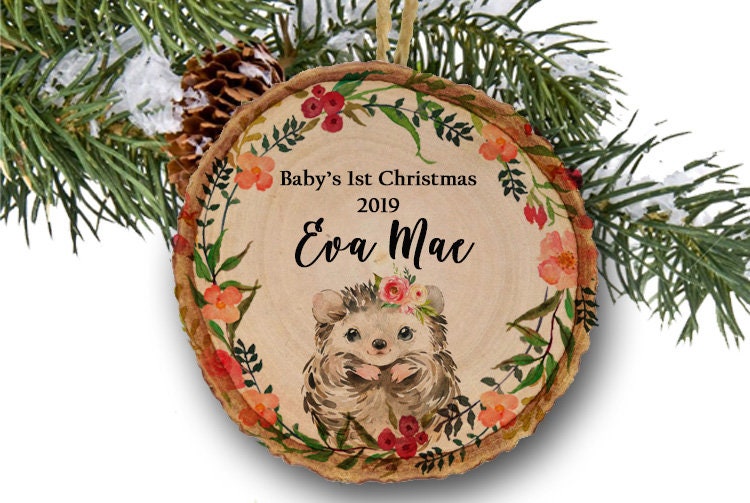 Baby Girl Ornament, Baby's first Christmas, Girl Christmas Ornament,Personalized Christmas Ornament,Baby girl gift, wood slice ornament