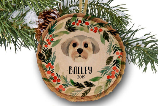 Custom Dog Ornament, Personalized Dog Christmas Ornament, Maltese, Maltese Gift, Dog Lover gift, Wooden ornament