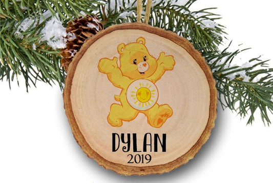 Care Bears Ornament, Funshine Bear, Baby's First Christmas, Christmas ornament, Custom ornament, Name ornament, Wooden ornament