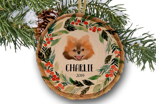 Custom Dog Ornament, Personalized Dog Christmas Ornament, Pomeranian Ornament, Pomeranian Gift, Dog Lover gift, Wooden ornament