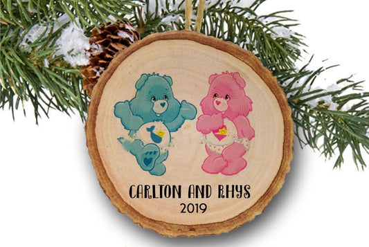 Care Bears Ornament, Hugs and Tugs Bears, Baby's First Christmas, Christmas ornament, Custom ornament, Name ornament, Wooden ornament