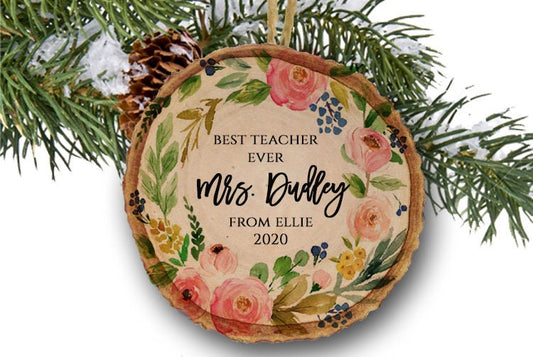 Best Teacher Ever Christmas Ornament, Gift from Student, Personalized Gift for Teachers, Teacher Appreciation Gift, Favorite School Teacher