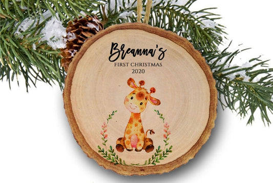 Baby Girl 1st Christmas Ornament Girl Personalized First Christmas Gift New Baby Gift Giraffe Christmas Ornament with Name Free Shipping