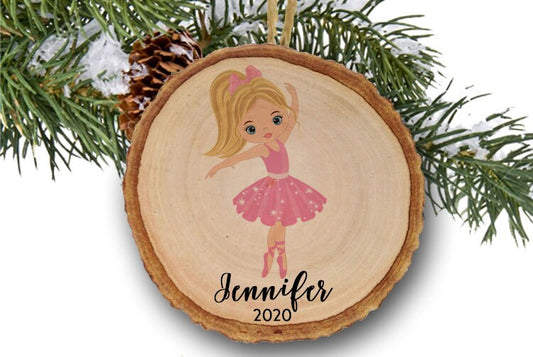 Girl Christmas Ornament, ballerina ornament, Keepsake Ornament, ballet ornament, personalized ornament, little ballerina-blonde hair