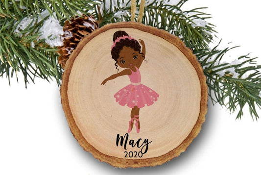 Girl Christmas Ornament, ballerina ornament, Keepsake Ornament, ballet ornament, personalized ornament, African American