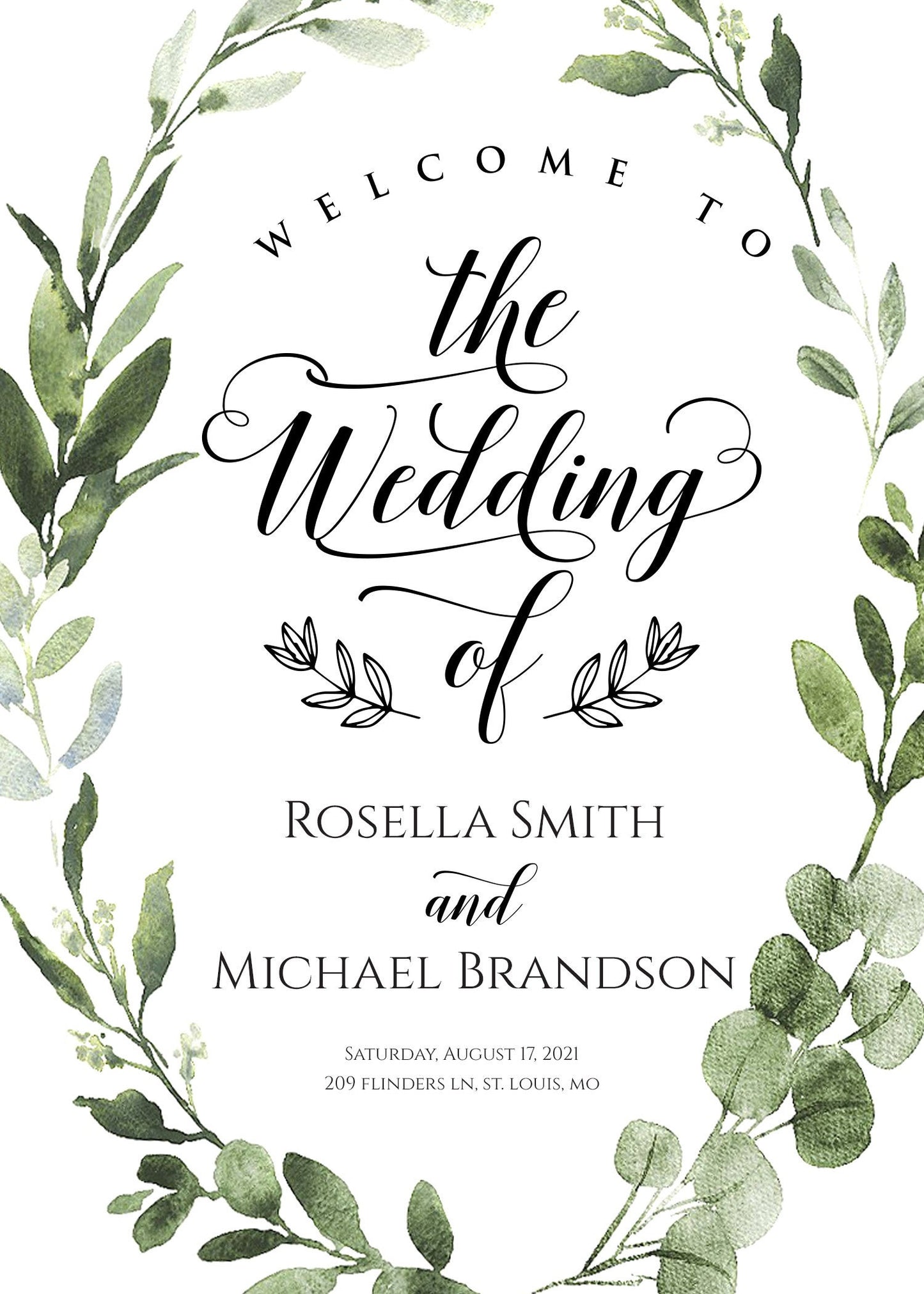 Greenery Wedding Program Fan - Printed and assembled Program Fan - Wedding Fan - Ceremony Programs - Wedding Programs