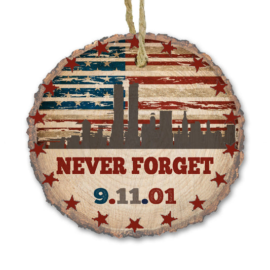 Never Forget, 20 years later 9/11 Ornament, September 11th World Trade Center - Wood Slice Ornament