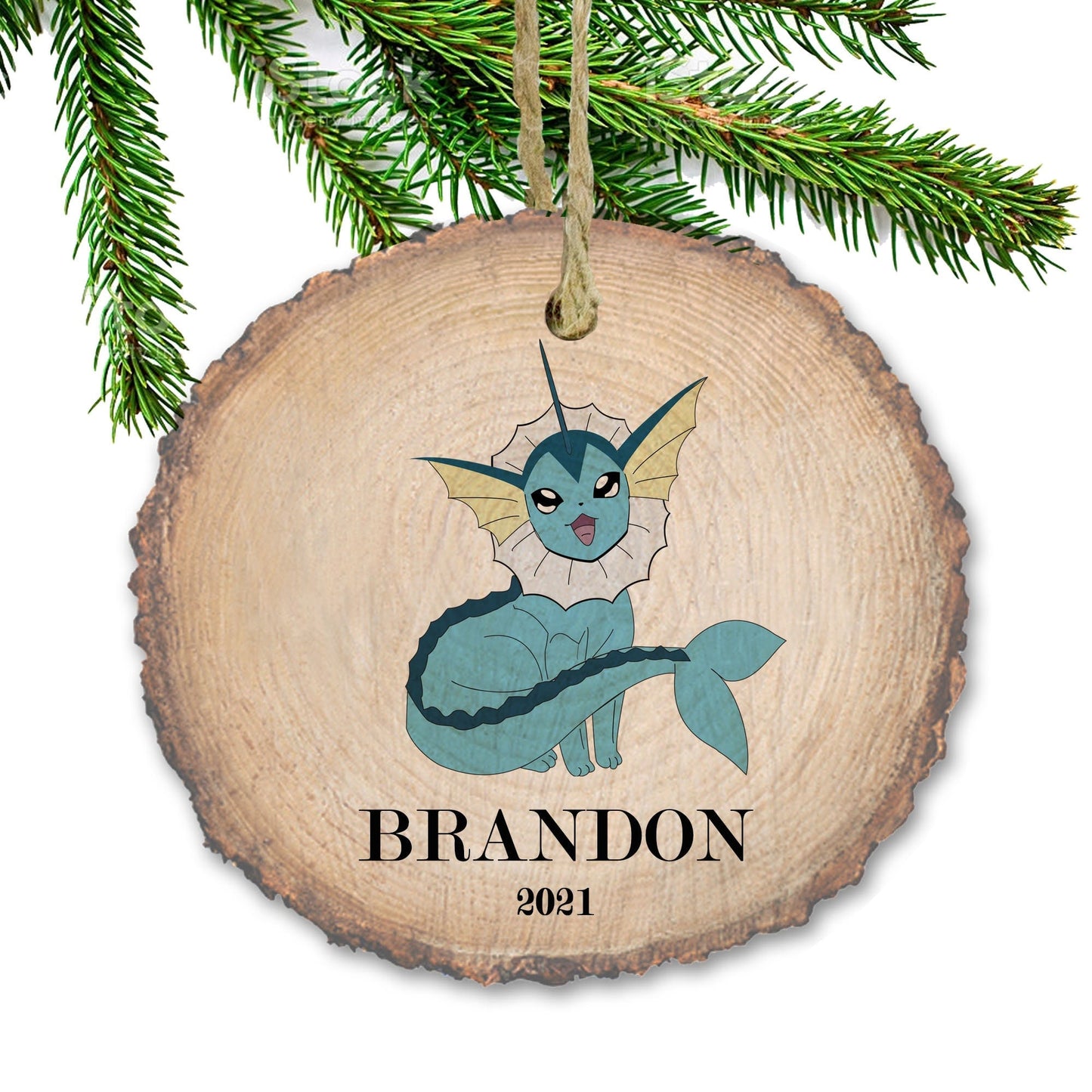 Personalized Christmas ornaments, Vaporeon inspired, Name Ornament, Personalized Ornament, Toys