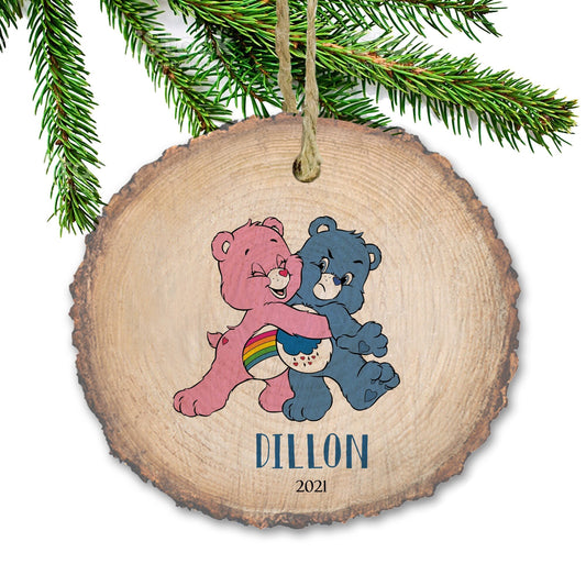 Care Bears Ornament, Cheer Bear and Grumpy Bear, Baby's First Christmas, Christmas ornament, Custom ornament, Name ornament, Wooden ornament