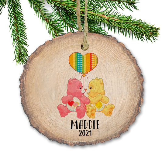 Care Bears Ornament, Funshine and Love-a-lot Bear, Baby's First Christmas, Christmas ornament, Custom ornament, Name ornament