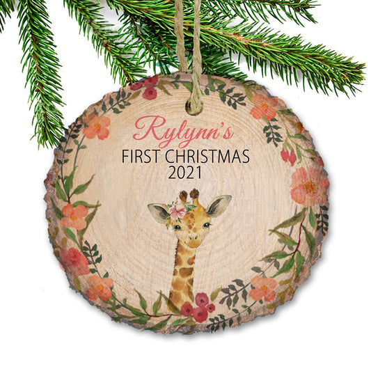 Babys First Christmas Ornament Personalized - Baby Girl Gift - New Baby Ornament - Baby Girl Ornament - Christmas Ornaments Giraffe