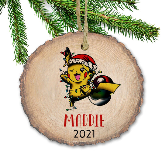 Personalized Christmas ornaments, Pikachu inspired, Name Ornament, Personalized Ornament, Toys