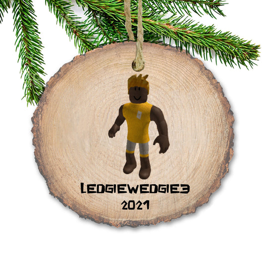 Personalized Avatar ornaments, Custom R O B L O X inspired ornament, Name Ornament, Personalized Ornament, games, wood slice ornament