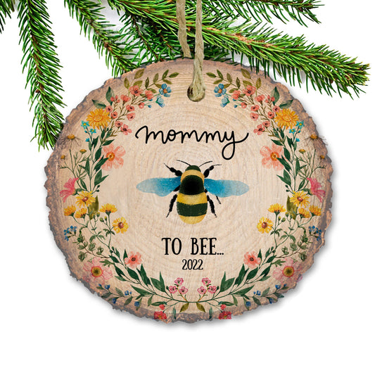 Mommy to Bee Christmas ornament, Pregnancy Reveal Holiday ornament, Baby announcement ornament, wooden ornament