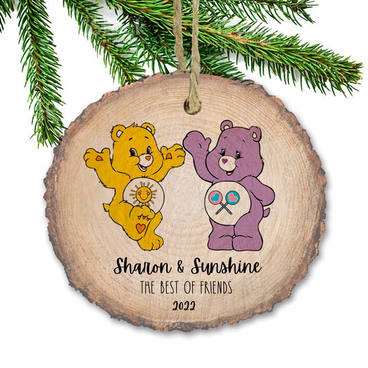 Care Bears Ornament, Share Bear and Funshine Bear, Best Friend Gift, Christmas ornament, Custom ornament, Name ornament, Wooden ornament