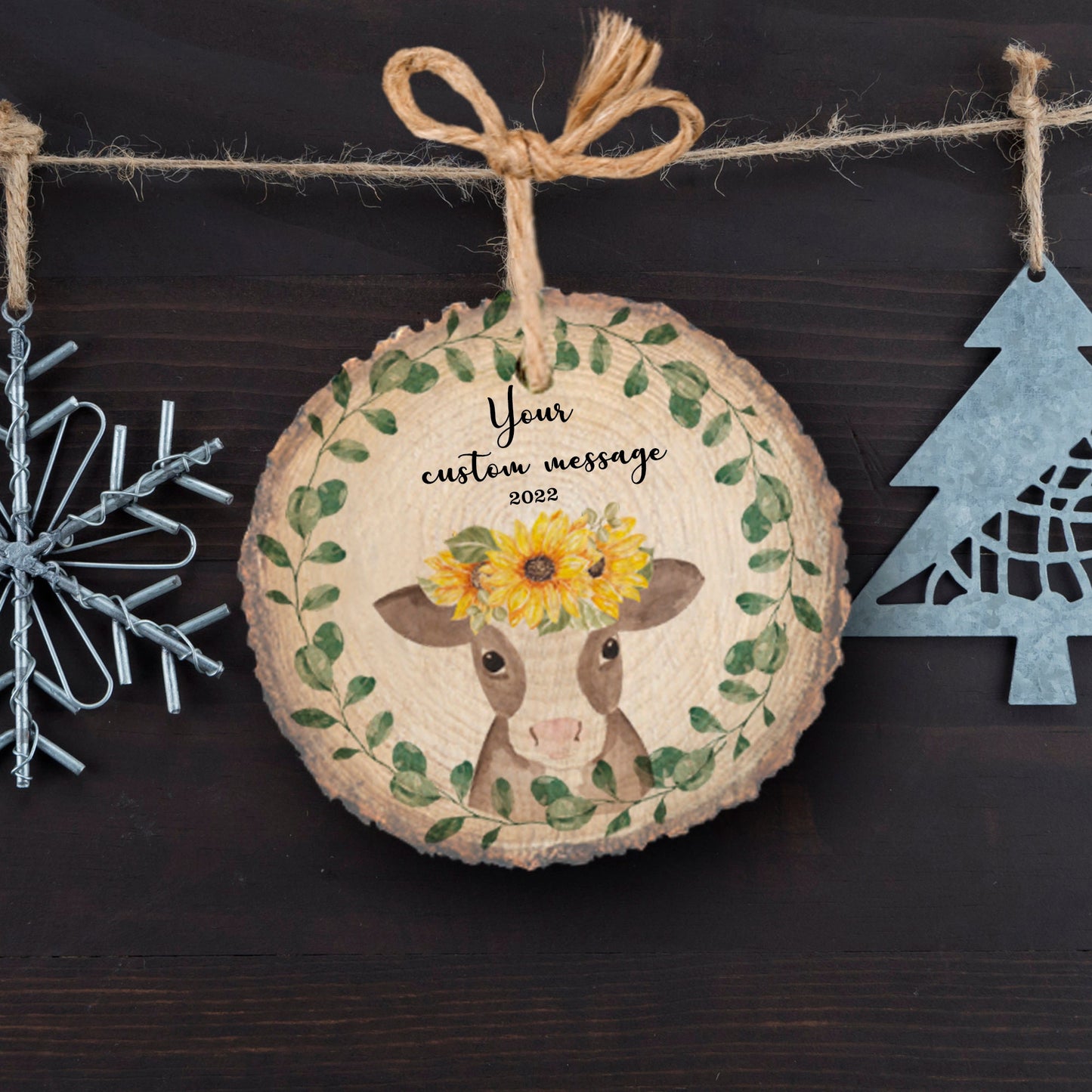 Cow Christmas ornament, Custom Christmas ornament, farmhouse, Handmade, Christmas wood ornament