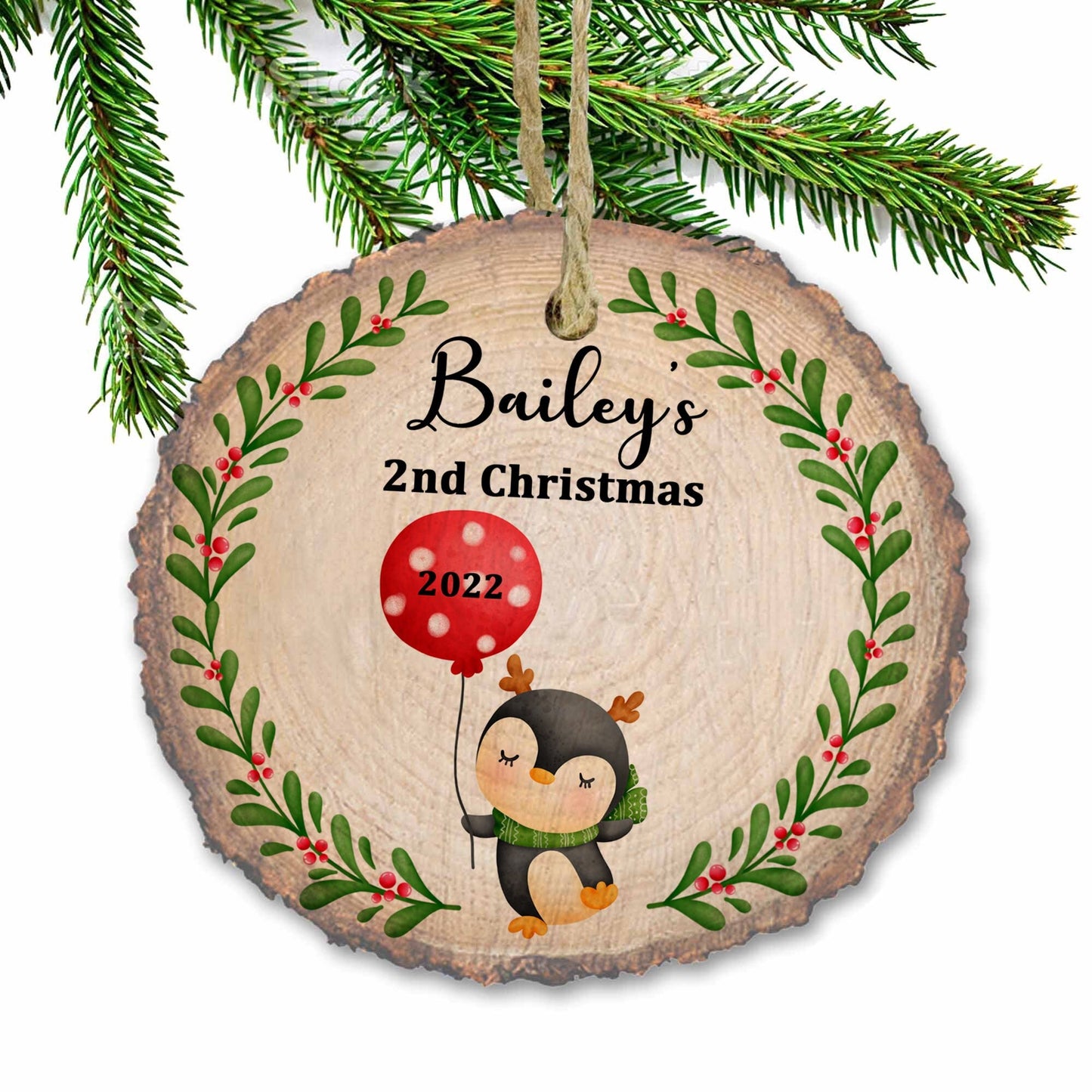 Baby's Second Christmas ornament, baby girl or boy ornament, Custom 2nd Christmas, Christmas gift for baby, keepsake ornament, wooden