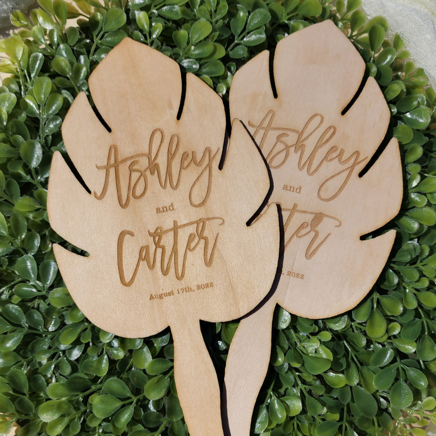Engraved Wooden Wedding Fan